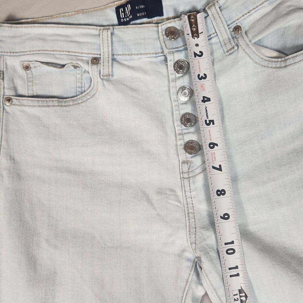 GAP Denim Bootcut Jeans Womens 6 Petite 28x28 Light Wash Raw Hem Stretch - Picture 8 of 10
